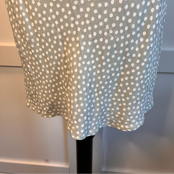 Abercrombie & Fitch Polka Dot Slip Dress | Sage Green | Cowl Neck - Picture 3 of 5
